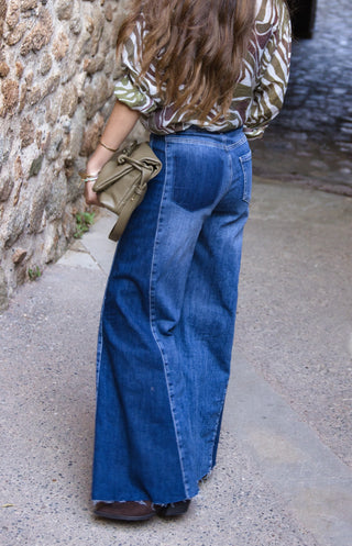 Jean wide leg desflecado