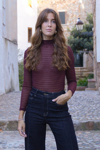 Camiseta Malla Elástica Cuello Alto