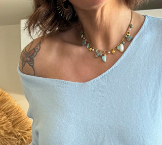 Collar acero Golden Coast blue