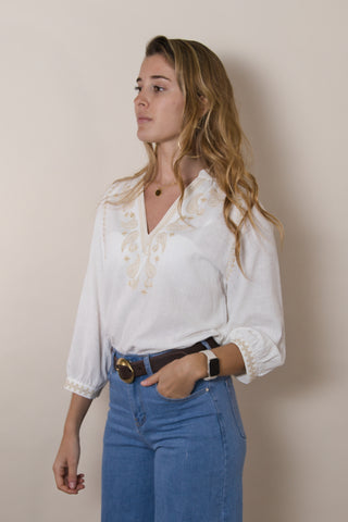 Blusa Bordada Delhi Cream