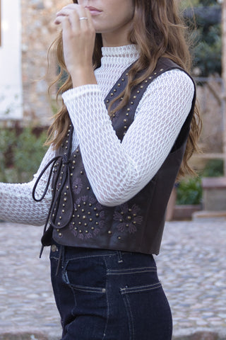 Chaleco Boho Polipiel Bordado