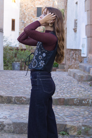 Chaleco Boho Polipiel Bordado