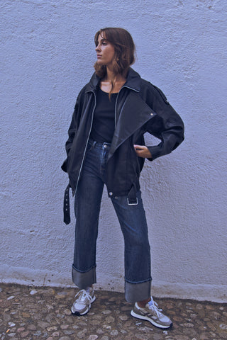 Chaqueta Oversize Efecto Piel Premium