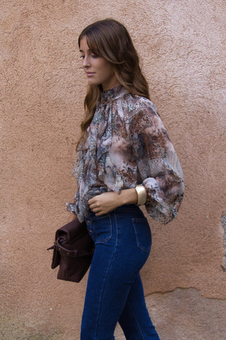 Blusa Boho Gasa Patchwork