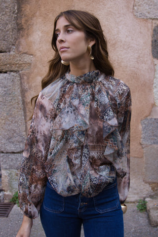 Blusa Boho Gasa Patchwork
