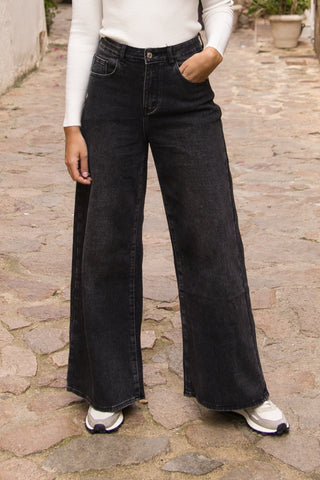 Jean Wide Leg Gris Oscuro Vintage