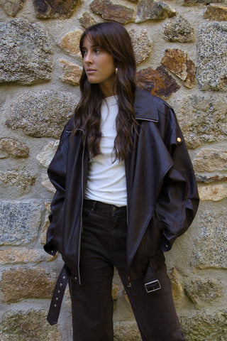 Chaqueta Oversize Efecto Piel Premium