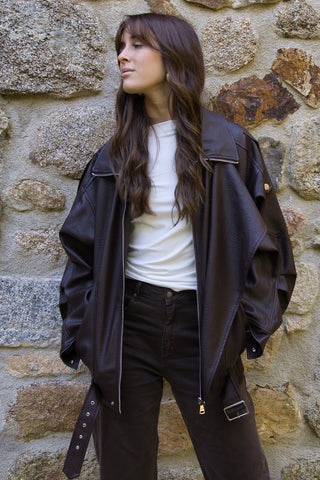 Chaqueta Oversize Efecto Piel Premium