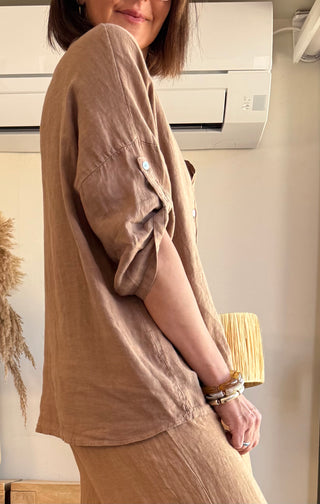 Camisa Lino Camel