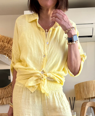 Camisa Lino Amarillo Claro