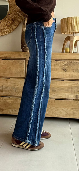 Jeans Wide Leg Frayed Low Rise