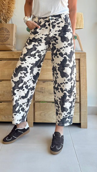 Pantalón Baggy Estampado Cow
