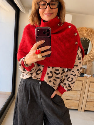 Poncho de punto Rojo