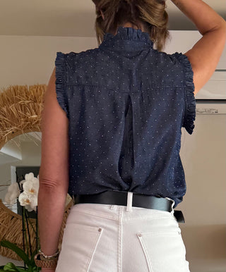 Blusa Tejana Plumeti Cuello Mao