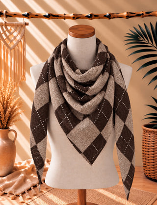 Fular triangular Chocolate y beige