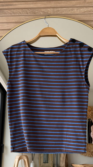 Camiseta rayas blue/brown