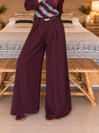 Pantalón palazzo oversize - Burdeos, vista frontal