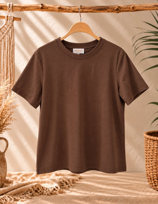 Camiseta básica de algodón chocolate