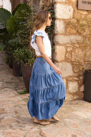 Falda Denim Volantes Boho