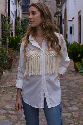 Blusa boho crochet fringes