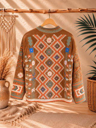Chaqueta Bordada Boho de Algodón