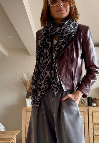 Foulard animal print gris