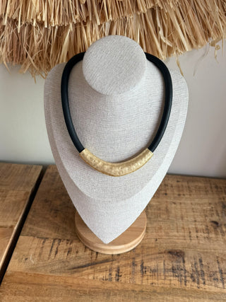 Collar Caucho Acero Gold