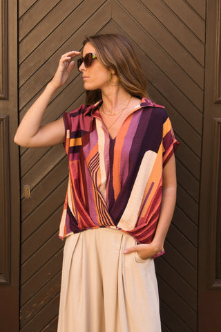 Blusa Efecto Cruzado Patchwork