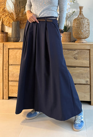 Pantalón Maxi Palazzo Fluido con Cinturón