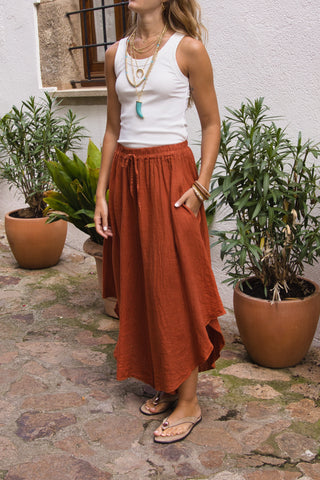Pantalón Falda Lino Capri