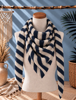 Fular de rayas Azul marino y beige