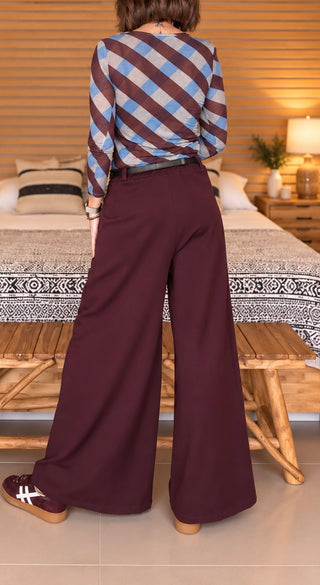 Pantalón palazzo oversize - Burdeos, vista trasera