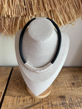Collar Caucho Acero Plateado