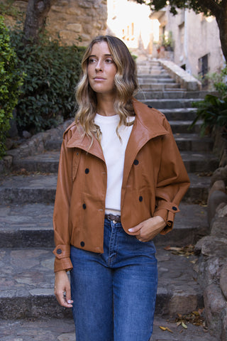 Chaqueta Étoile Efecto Piel Coñac