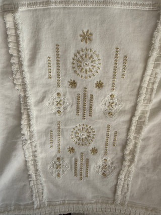 Chaqueta Denim Blanca Bordada Gold