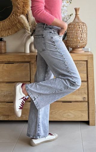 Jean Tachas Gris Lavado