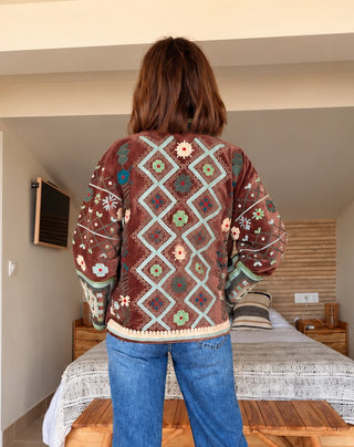 Chaqueta Bordada Boho de Algodón