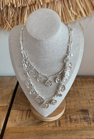 Collar doble acero plateado Gaia