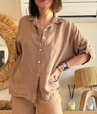 Camisa Lino Camel
