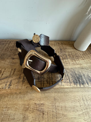 Cinturón Hebilla Dorada Soft Leather Look