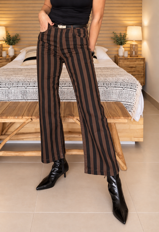 Pantalón Rayas Chocolate