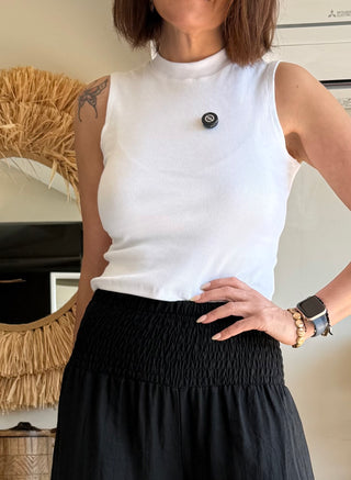 Top canalé soft blanco