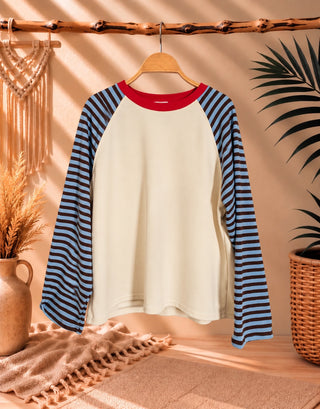 Sudadera Retro Rayas Azul y Chocolate