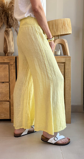 Pantalón Lino Amarillo Claro