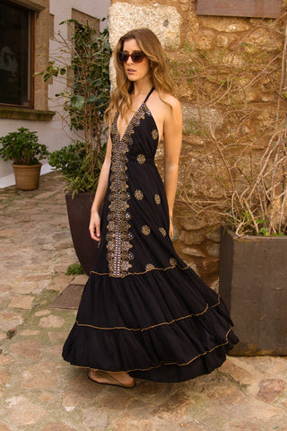 Vestido Boho Bordado Black Soul