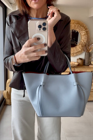 Bolso piel celeste