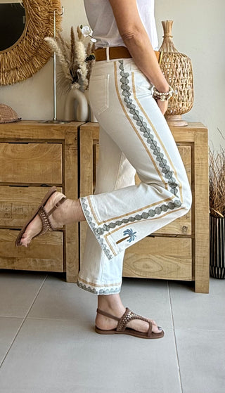 Jean Bordado Palma Boho