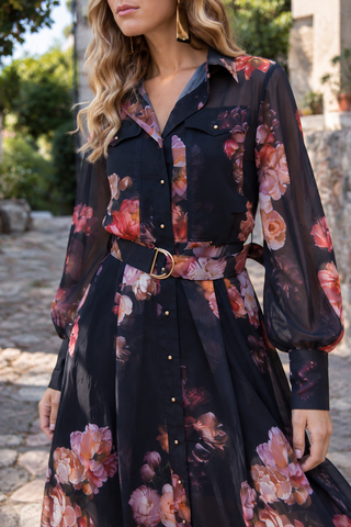 Vestido Camisero Flores Nocturne