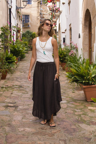 Pantalón Falda Lino Capri