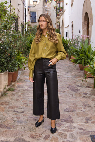 Pantalón Poli Piel Bolsillos